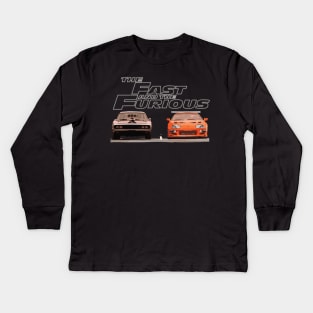 paul walker supra mk4 2JZ-GTE vs 1970 Dodge Charger R/T Kids Long Sleeve T-Shirt